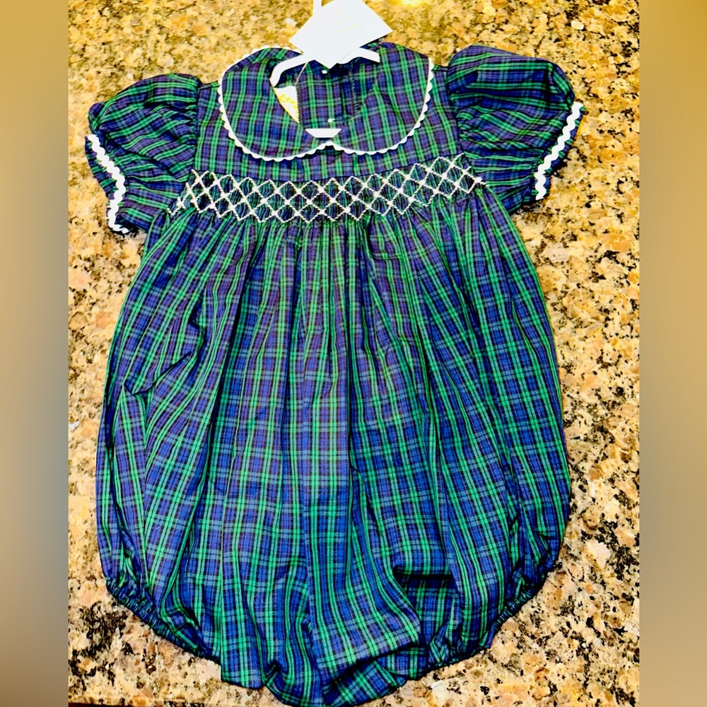The Beaufort Bonnet company Green/Navy plaid bubble 3T NWT - perfect Christmas